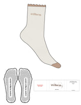 The 3/4 Crew Sock - Sand - SWS - Light Brown Scallops - Top Logo Embroidered - Toe Box Printed - Light Brown - Hexagon Grip - Light Brown