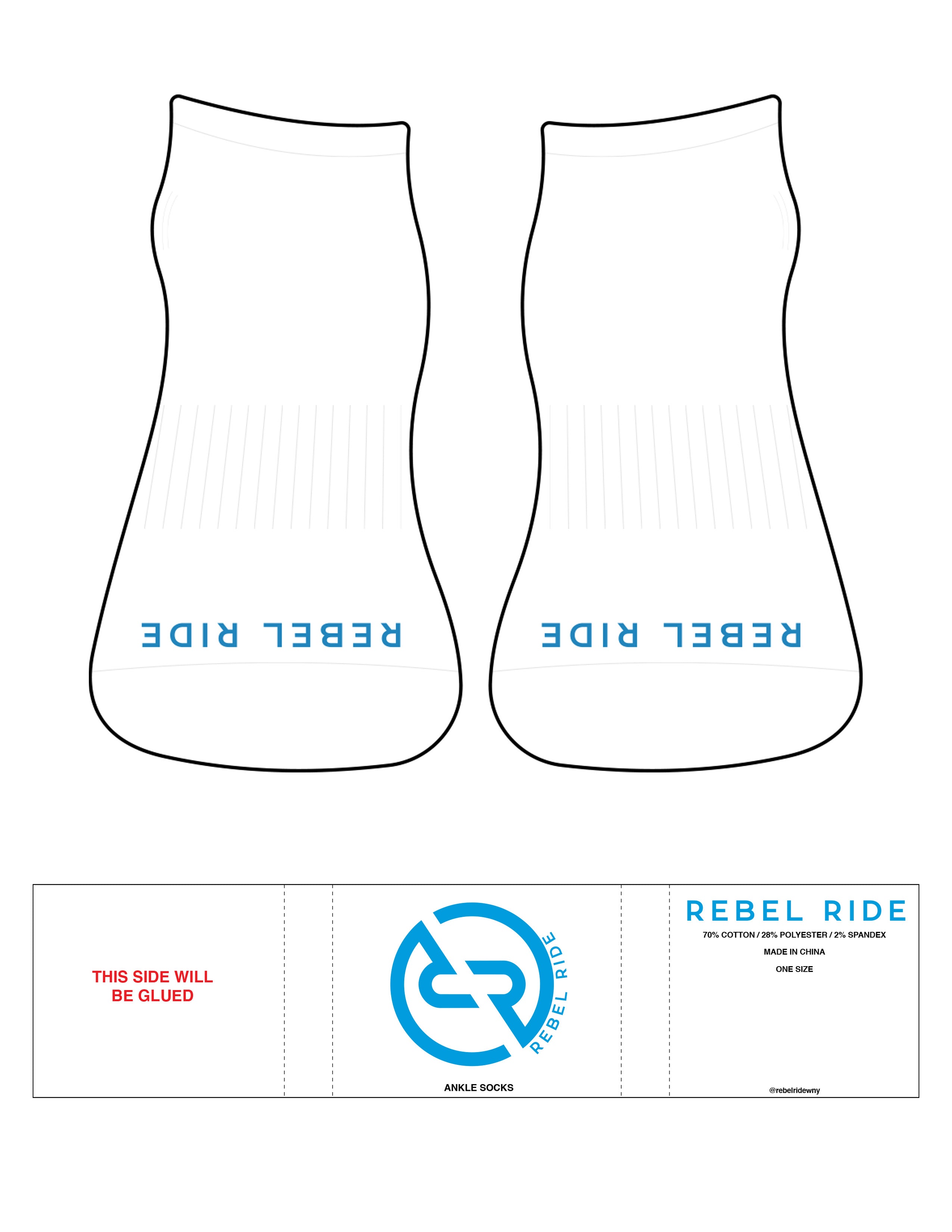 The Ankle Sock - White - Rebel Ride - Toe Logo - Capri