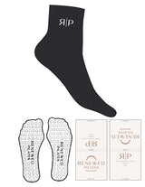 The 1/2 Crew Sock - Stretch Limo - Renewed Pilates - Top Logo - EMB - White - Custom Grip - Transparent