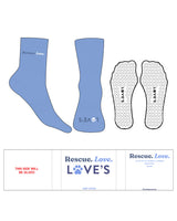 The 3/4 Crew Sock - Vista Blue - LLR - Top & Toe - Rain Cloud & White - Heart Grip - Transparent
