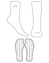 The 3/4 Crew Sock - White - The Studio MDR - Top Gray Bear EMB Logo - Full Color Toe Logo - Circle Grip - Gray