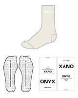 The Crew Sock - Off White - Onyx Fit - Top Center - White - Circle Shape - Vertical Text - Grip - White