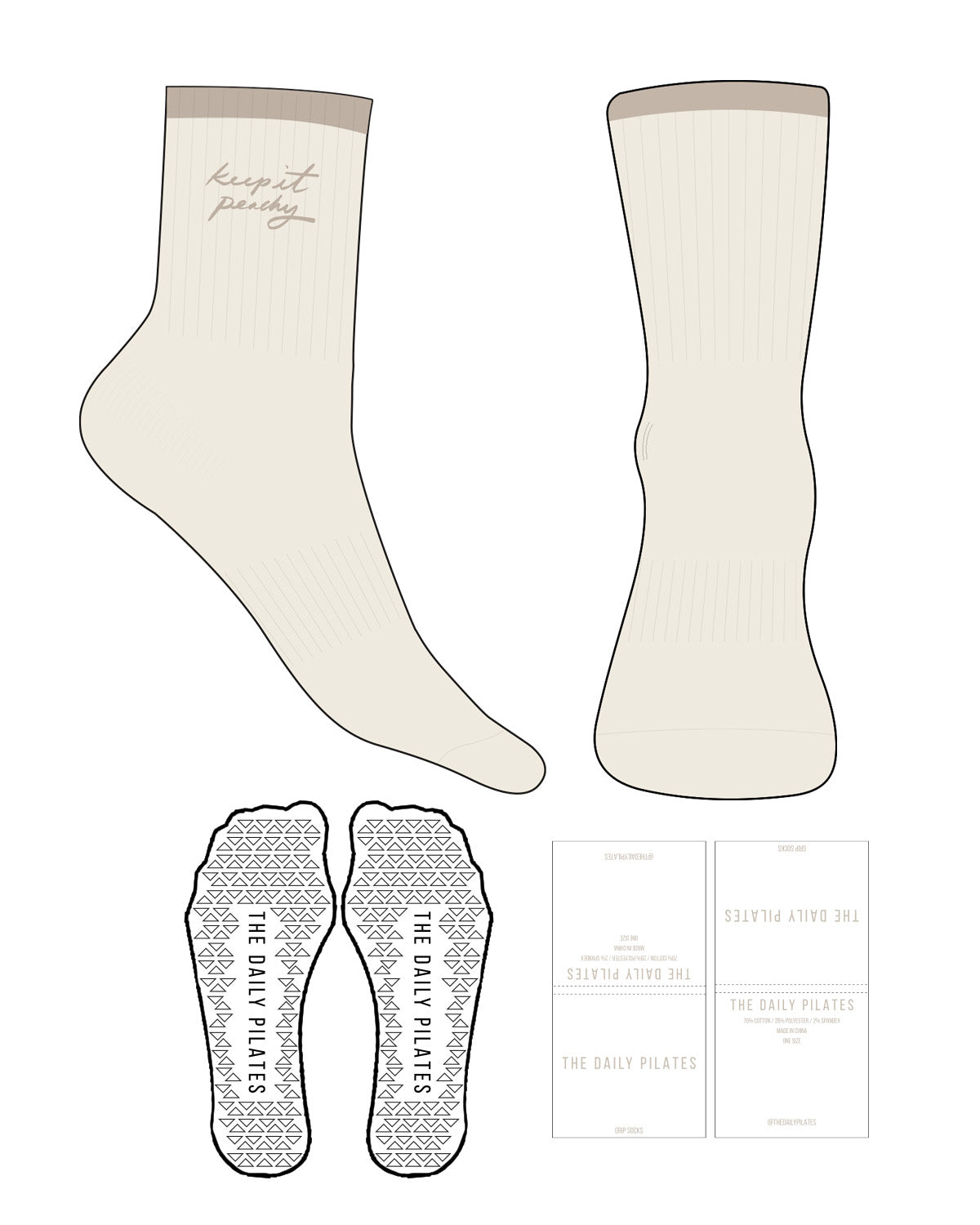 The Daily Pilates 3/4 Crew Sock - Off White