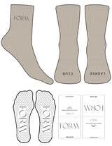 The 3/4 Crew Sock - Tan - Form Charleston - Top & Toe Logo - Black - Heart Grip -