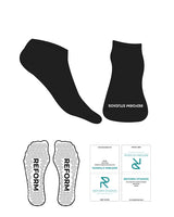 The Ankle Socks - Black - Reform Studios - Front Logo - White - Triangle Shape Grip - White