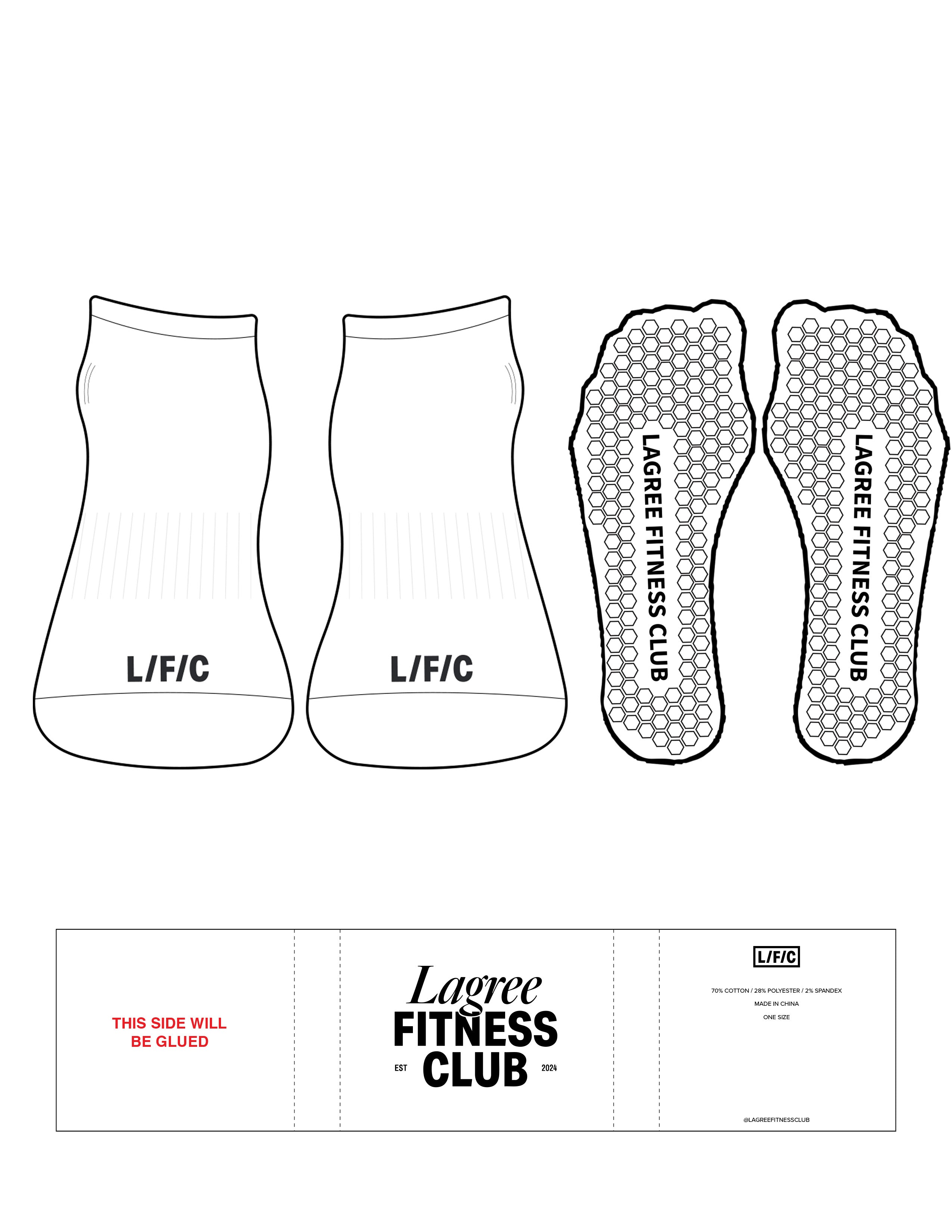 The Ankle Sock - White - LFC - Toe Logos - Black - Hexagon Grip - Transparent