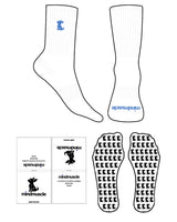 The Crew Sock - White - Mind Muscle - Puppy - Blue - EMB - Toe - Printed - Blue-  Custom Grip - Blue