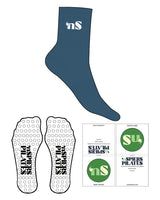 The 3/4 Crew Sock -  #35576e -  NSpiers - Top Logo "nS" - White - Circle Shape Grip - White
