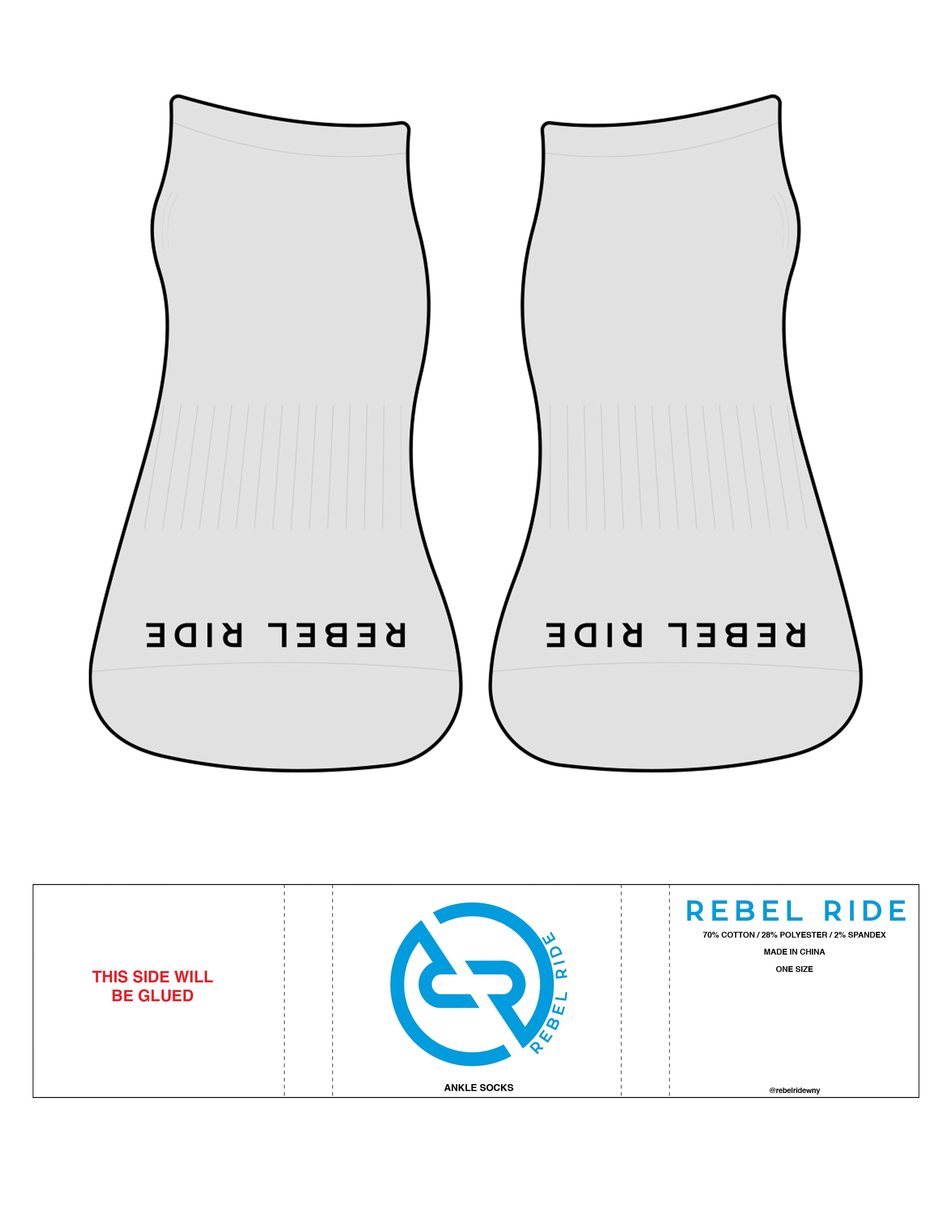 The Ankle Sock - Heather - Rebel Ride - Toe Logo - Black