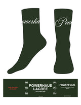 The Crew Sock - Forest Green - Powerhaus Lagree - Top Logo Wrapped - White - Heart Grip - White
