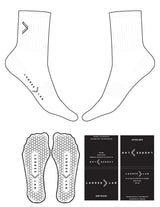 The 3/4 Crew Sock - White - LagreeLab - Top & Sole Logo - Printed - Black - Hexagon Grip - Black