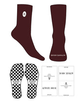 The Crew Sock - Maroon - Activate House - Top Logo Full Color - Embroidered - Toe Logo - Cloud Dancer - Square Grip - Transparent