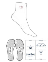 The 1/2 Crew Sock - White - Evolve Lagree - Center Chest - Top Logo - Oxblood - Triangle Grip - Oxblood