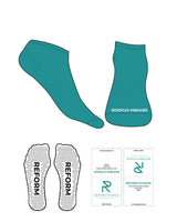 The Ankle Socks - Custom Teal - Reform Studios - Front Logo - White - Triangle Shape Grip - White