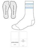 The Crew Sock - White - Pilates by Nix - 4 Lines - Center - Small Letters - Blue - Grip - Blue