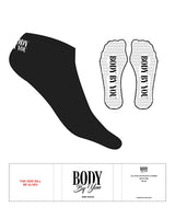 The Ankle Sock - Black - Body By You - Back "Body By You" Logo" - White - Heart Shape Grip - White