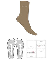 The Crew Sock - Tan - Platinum Pilates - Top Logo - Embroidered - White - Triangle Grip - Transparent