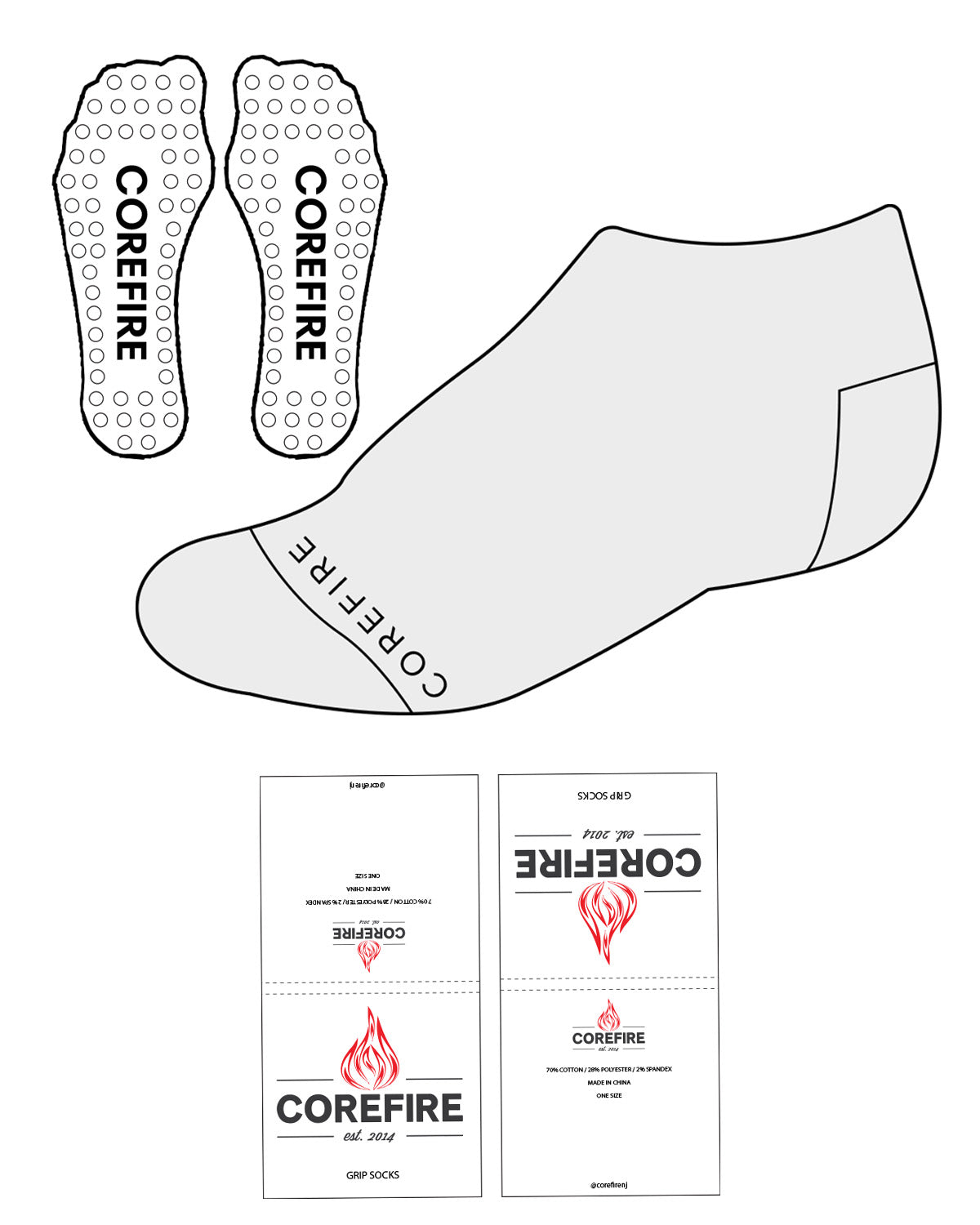 The Ankle Sock - Heather - Corefire - Bottom Center - Black