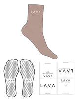 THE 3/4 CREW SOCK - Clay - L120 - Lava - Top 2 Border Lines & Text - White - Hexagon Shape Grip - White
