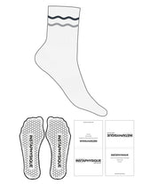 The 3/4 Crew Sock - White Heather - Instaphysiques - 2 Wavy Stripes - Printed - Charcoal & Grey - Hexagon Grip - Charcoal