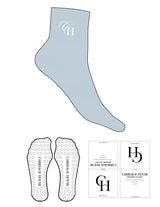The 1/2 Crew Sock - Ballad Blue - Carriage House - Top Logo "CH" - Embroidered - White - Circle Grip - Transparent
