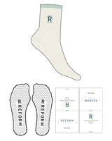 The 3/4 Crew Sock - Marshmallow - Reform Fitness - Stripe - Light Seafoam - Icon - EMB - Blue Smoke - Heart Grip - Transparent