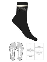 The 3/4 Crew Sock - Black - Studio Lagree - 2 Stripes - Top Logo Stacked - Printed - Vanilla Ice - Triangle Grip - Transparent