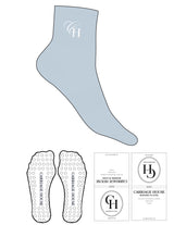 The 1/2 Crew Sock - Ballad Blue - Carriage House - Top Logo "CH" - Embroidered - White - Circle Grip - Transparent