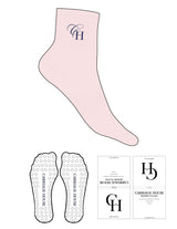 The 1/2 Crew Sock - Baby Pink - Carriage House - Top Logo "CH" - Embroidered - Navy - Circle Grip - Navy