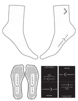 The 3/4 Crew Sock - White - LagreeLab - Top & Sole Logo - Printed - Black - Hexagon Grip - Black
