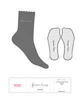 The 3/4 Crew Sock -  Charcoal - Forma Haus - Top Text - Embroidered - White - Heart Shape Grip - White