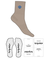 The 3/4 Crew Sock - Sand - Mantra - Top Logo "SHELL" - Nightshadow Blue & Riviera - Circle Grip - Transparent