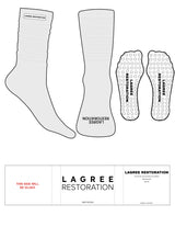 The Slouch Sock - White Heather - Lagree Restoration - White Embroidered Label Logo - Black Toe Logo - Black Label Logo - Circle Grip - Transparent