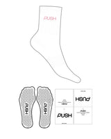The 3/4 Crew Sock - White - Designed by GI - Top Logo - Embroidered - Romance Rose - Hexagon Grip - Romance Rose