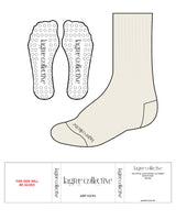 The Crew Sock - Off White - Lagree Collective - Bottom Text - Black - Circle Shape - Transparent Grip