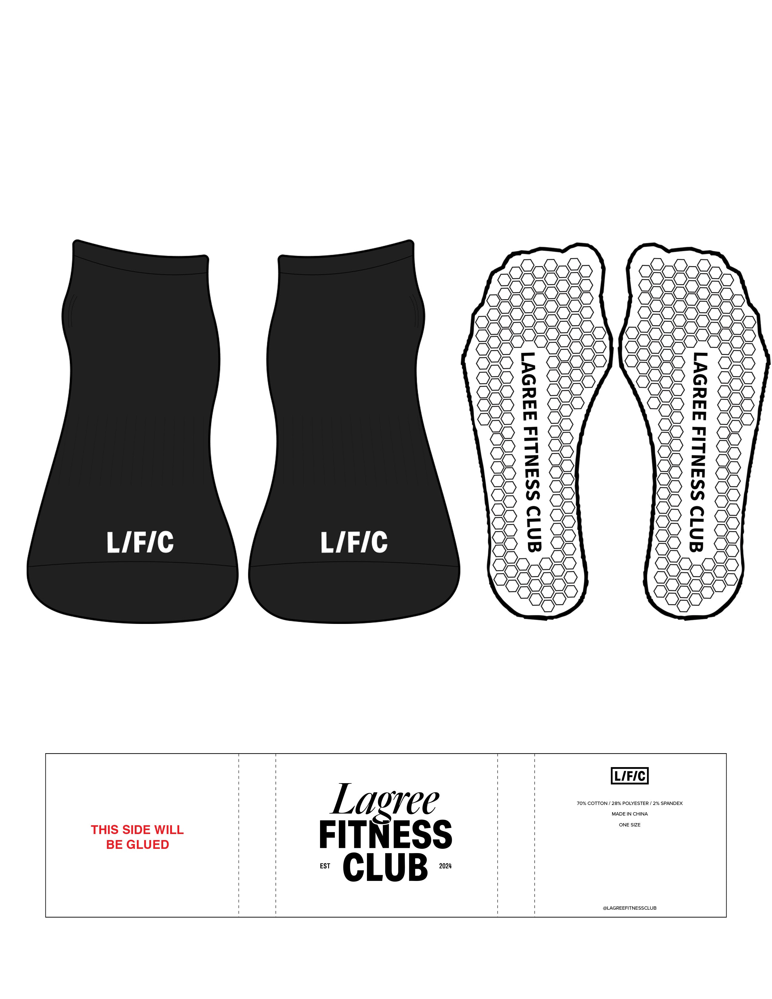 The Ankle Sock - Black - LFC - Toe Logos - White - Hexagon Grip - Transparent