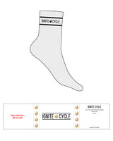 The 3/4 Crew Sock - Heather - Ignite Cycle - Top - Text In Between Border Lines W/ Icon - Black