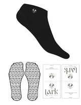 The Ankle Sock - Black - Pure Movement LARK - Top Logo - Embroidered - White - Icon Grip - White