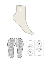 The 1/2 Crew Sock - Off White - Cuore Pilates Studio - Top Logo Round - Embroidered - Off White - Hexagon Grip - Transparent