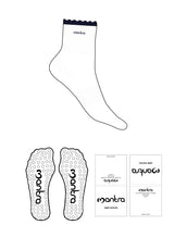 The 3/4 Crew Sock - White - Mantra - Scallop - Top Logo Embroidered - Navy - Circle Grip - Transparent