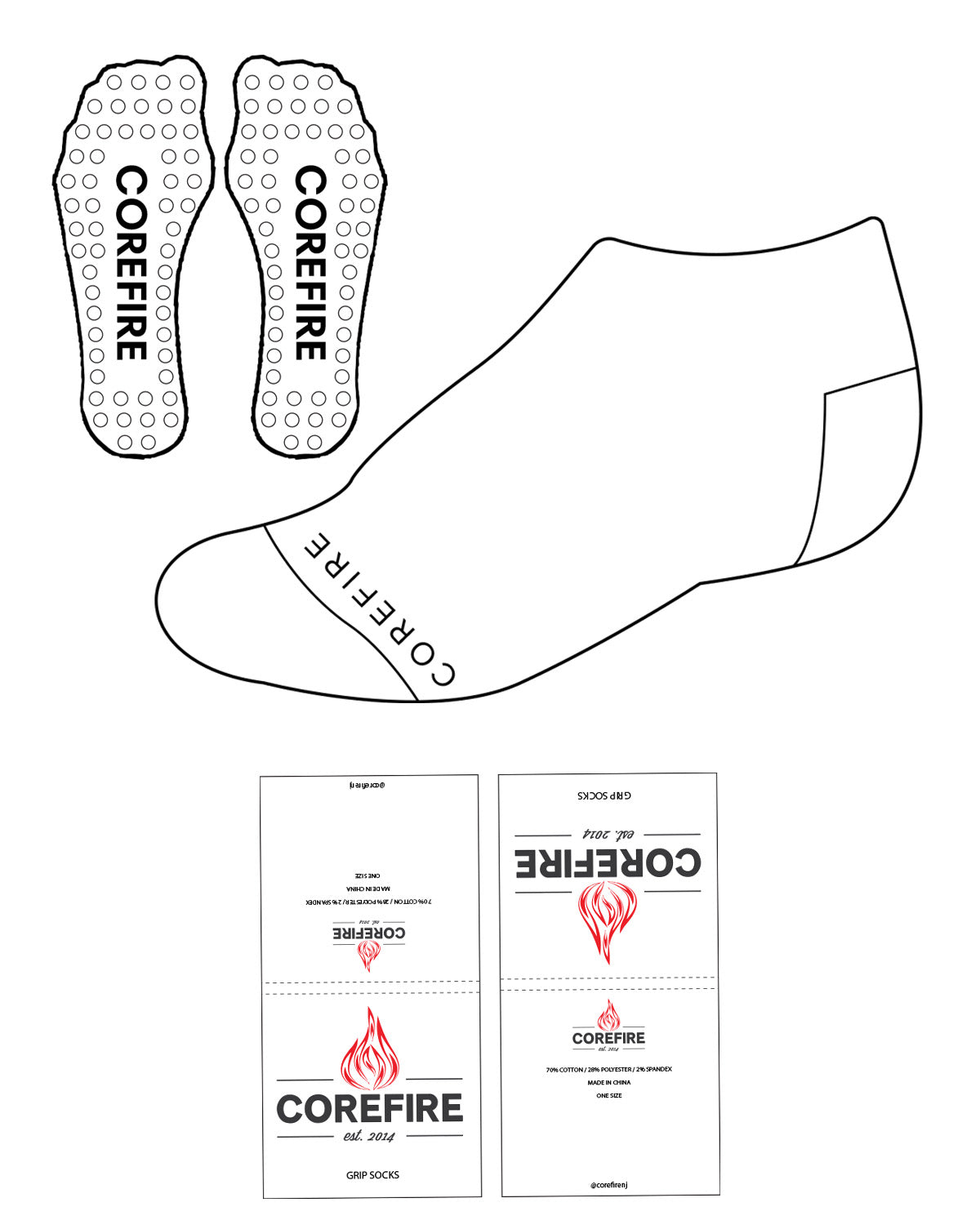 The Ankle Sock - White - Corefire - Bottom Center - Black