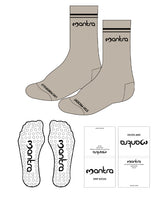 The Crew Sock - Tan - Mantra - Top 2 Lines Text & Bottom - Black - Circle Shape Grip - Transparent