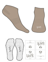 The Ankle Sock - Oatmilk - Pure Movement LARK - Toe Logo - Printed - White - Circle Grip - White