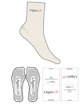 The 3/4 Crew Sock - Off White - Lagree Pulse 45 - Top Logo - Embroidered - Full Color - Hexagon Grip - Transparent