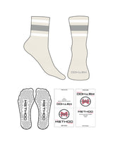 The 3/4 Crew Sock - Off White - TML - 3 Bars - Text Bottom - Full Color - Triangle Shape Grip - White