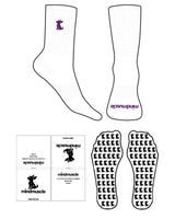 The Crew Sock - White - Mind Muscle - Puppy - Bright Purple - EMB - Toe - Printed - Bright Purple-  Custom Grip - Bright Purple