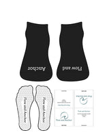 The Ankle Sock - Black -  Flow&Anchor - "Flow and" Left Toe Logo & "Anchor" Right Toe Logo - White-  Heart Shape Grip - White