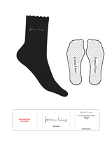 The 3/4 Crew Sock - Black - Forma Haus - Top Text - Embroidered - White - Heart Shape Grip - White