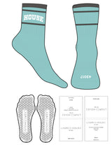 The 3/4 Crew Sock - Seaglass - Lagree House -  Vapor Stripes - Top & Toe Logo - Printed - White - Hexagon Grip - Transparent