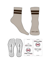 The 3/4 Crew Sock - Tan - TML - 2 Bars - Text Bottom - Chocolate - Triangle Shape Grip - Chocolate
